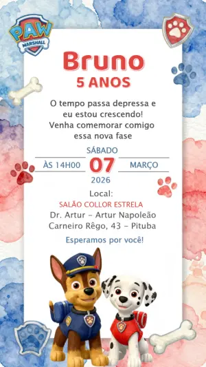 Invito di compleanno Paw Patrol – Statico – CollorGraph EDITOR
