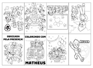 Livrinho de Colorir Patrulha Canina Editável para Aniversário