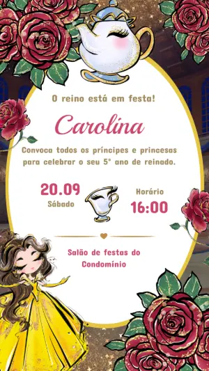 Invitación de cumpleaños Princesas – Estático – Arte Coelho Digital