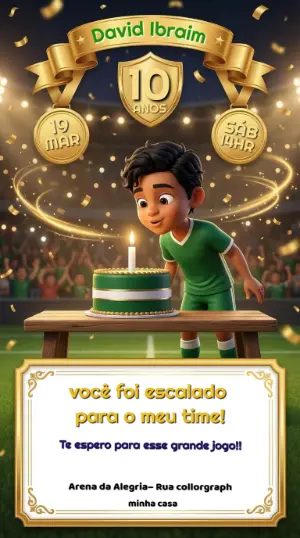 Soccer Birthday Invitation – Static – Convites Digitais Exclusivos