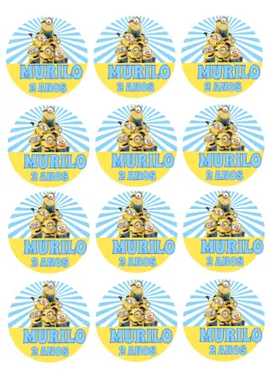 Adesivo Redondo Minions para Festa para Editar Online