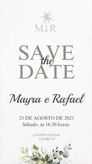 Save the Date Casamento Oliva com Monograma para Editar Online