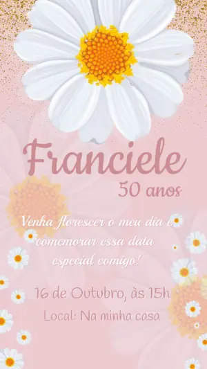 Convite de Aniversário Margaridas Delicadas para Editar