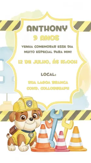 Invito di compleanno Paw Patrol – Statico – Gisele