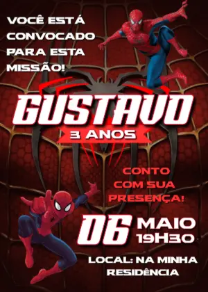 Convite de Aniversário Homem-Aranha: Modelo Editável Online
