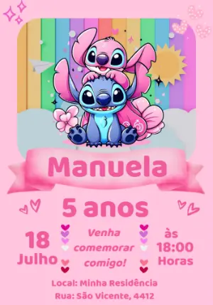 Invitación de cumpleaños Stitch – Estático – Mimos Designer