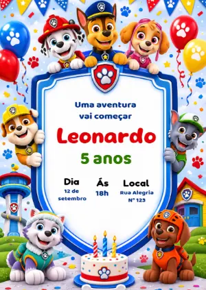Invito di compleanno Paw Patrol – Statico – KC Design