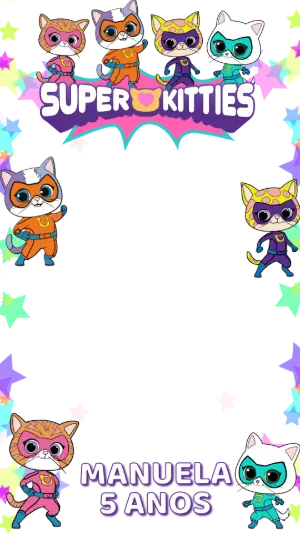 Moldura para Stories Super Kitties Colorido para Editar