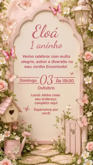 Invitación de cumpleaños Jardín encantado – Estático – Ana Clara