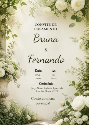 Convite de Casamento Floral Elegante para Editar