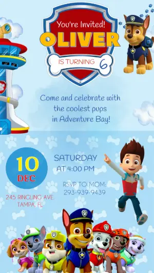 Paw Patrol Birthday Invitation | Editable Digital Template