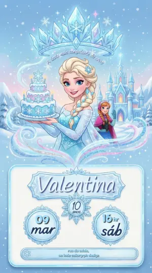 Convite de Aniversário Frozen Mágico para Editar