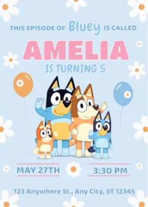 Editable Bluey Birthday Party Invitation for Kids