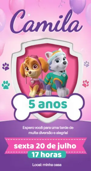 Invito di compleanno Paw Patrol – Statico – Fernando Martins
