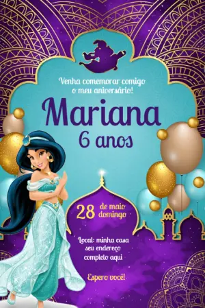 Convite Digital Jasmine Aniversário Editável