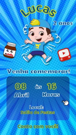 Convite Aniversário Luccas Neto para Editar e Imprimir Online