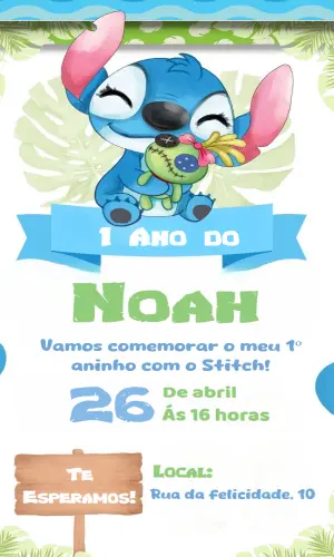 Invitación de cumpleaños Stitch – Estático – Lovers studio