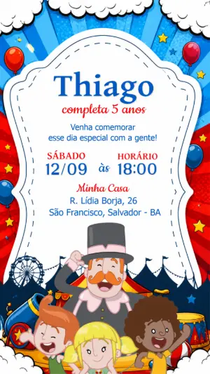 Convite Digital Mundo Bita Aniversário Infantil Editável