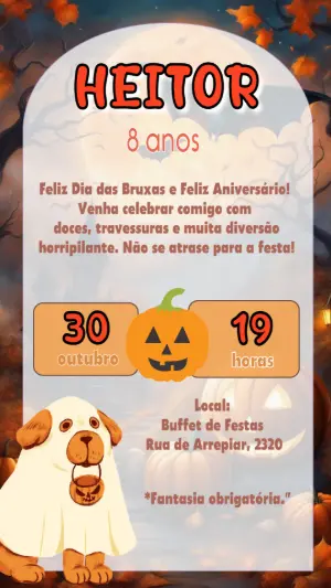 Convite de Aniversário Halloween Divertido para Editar Online