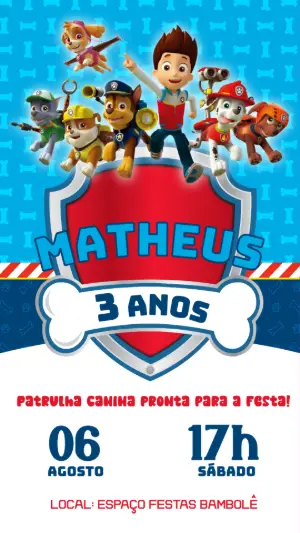 Invito di compleanno Paw Patrol – Statico – Isa Designer