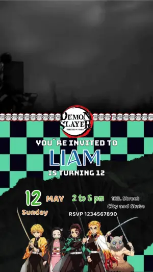 Animated Demon Slayer Birthday Invitation | Editable Video Template