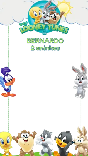 Moldura de Aniversário Baby Looney Tunes para Editar Online