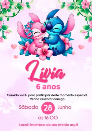 Invitación de cumpleaños Stitch – Estático – Artes da Babi