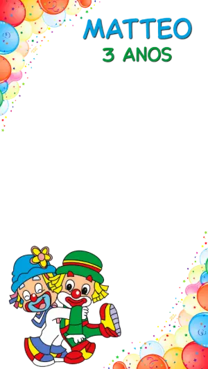 Moldura para Stories Palhaços Colorido para Editar