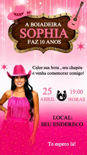 Convite de Aniversário Ana Castela Boiadeira para editar online