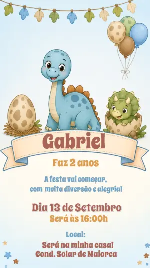 Invitación de cumpleaños Dinosaurio – Estático – CollorGraph Convites