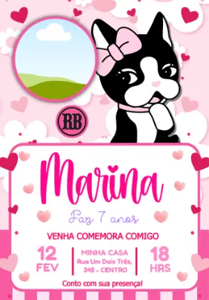 Convite de Aniversário Infantil Rebecca Bonbon para Editar