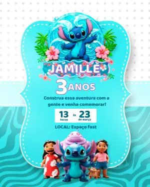 Invitación de cumpleaños Stitch – Estático – Pub Studio G