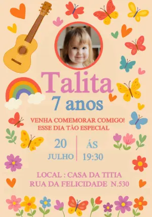 Convite Aniversário Jardim Encantado com Foto para Editar