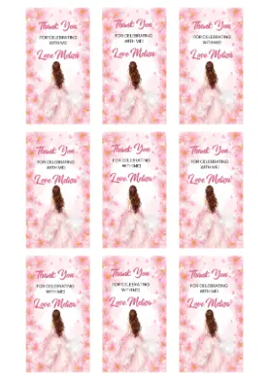 Elegant Princess Gown Favor Tag Editable Template