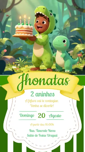 Invitación de cumpleaños Dinosaurio – Estático – CollorGraph Convites