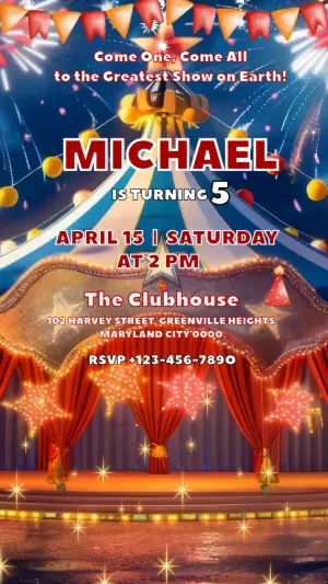Animated Circus Birthday Video Invitation with Mickey Mouse