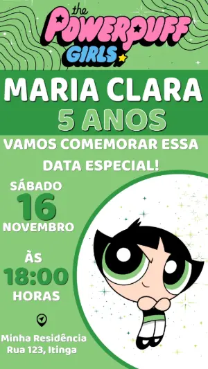 Convite Animado Docinho Meninas Superpoderosas para Editar
