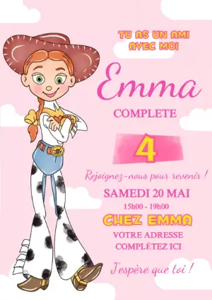 Invitation Anniversaire Jessie Toy Story à Modifier en Ligne