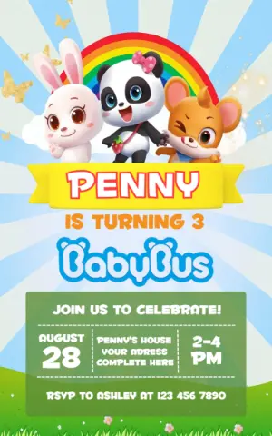 BabyBus Birthday Invitation | Cute Editable Template for Kids