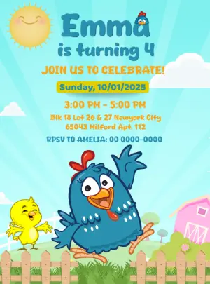 Lottie Dottie Chicken Birthday Invitation to Edit Online