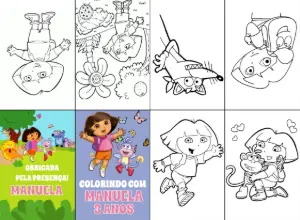 Mini Livro de Colorir Dora Aventureira para Editar Online