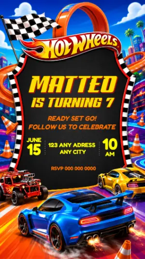 Hotwheels Car Birthday Invitation Editable