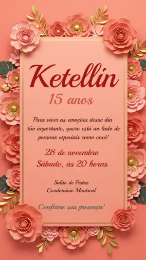 Quinceañera Invitation – Static – Convite digital - Edite você mesmo