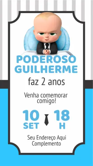 Convite Aniversário Poderoso Chefinho para Editar Online