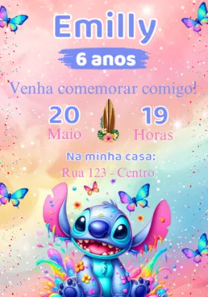 Invitación de cumpleaños Stitch – Estático – Convites e Artes Digitais