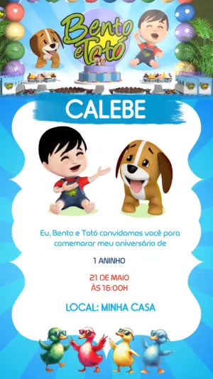 Convite Animado Aniversário Infantil Bento e Totó