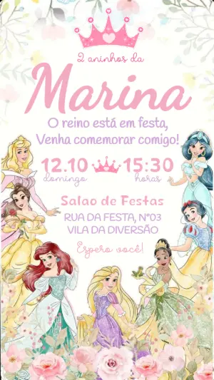 Invitación de cumpleaños Princesas – Estático – Convide aê!