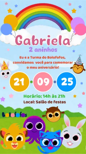 Convite de Aniversário Bolofofos para Editar Online