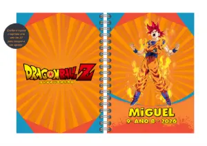 Capa de Agenda Dragon Ball Z com Goku para Editar Online