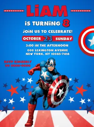 Captain America Birthday Invitation Editable Online